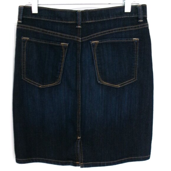 Like New Banana Republic Dark Wash Denim Jean Pencil Skirt 6 Above Knee Pockets - Picture 3 of 8